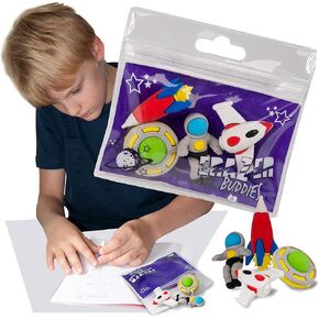 Erazer Buddies - Space from Deluxebase. Space Rubber Eraser Stationary Set for School. Novelty and Fun Erasers for School and Office Desk Accessories. Great Space School Supplies and Party Favors.