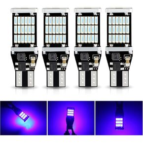 Ajxn 4 قطع T15 مصباح فرامل LED مقاوم للماء، 4014 45SMD 360 درجة فك تشفير لانهائي عالي السطوع واستجابة سريعة عكس الضوء، 12 فولت تيار مستمر موفر للطاقة، يناسب معظم موديلات السيارات (أبيض) in Kuwait