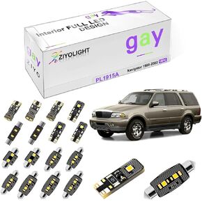 PL1915A Replacement for Lincoln Navigator 1998-2002 LED Interior Light kit, 6000K White Dome Lights Accessories Package + License Plate Light Bulbs Upgrade (18 Bulbs)