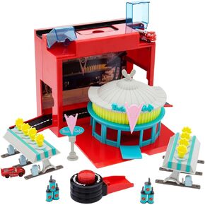 Disney Cars Disney Pixar Car Play Set - Toolbox Case with Lightning McQueen & Red Die Cast Cars, Launcher, Flo's V8 Cafe, Gas Pumps, Track & More - Inspired by Disney Pixar Cars Films & Cars Land