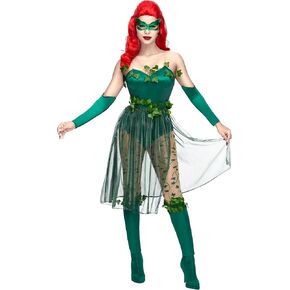 Spooktacular Creations Womens Halloween Costumes Green Villain Costume Adult with Wig for Halloween Cosplay Parties Comic Con