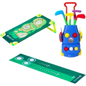 Toddler Golf Set with 2-in-1 Cornhole Board, Golf Club for Indoor and Outdoor Sports, Perfect for Kids' Active Play, Learning, and Development, Encourages Coordination and Fun