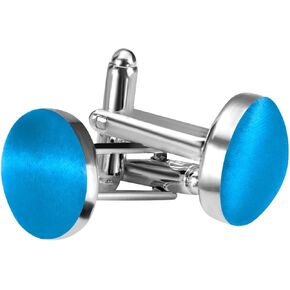 MANSPHIL 100% Silk Cuff Links for Men, Stainless Steel Multi Colors Silver Cufflinks, 0.7" Diameter Round