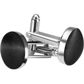 MANSPHIL 100% Silk Cuff Links for Men, Stainless Steel Multi Colors Silver Cufflinks, 0.7" Diameter Round