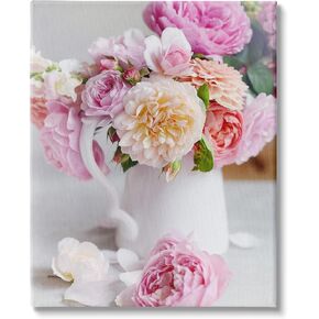 Stupell Industries Blushing Spring Bouquet Floral Photography Cottage Milk Pitcher, Design by Sarah Gardner Canvas Wall Art, 36 x 48, Pink