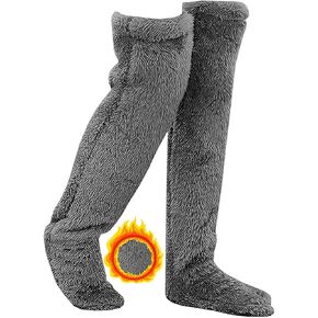 Snuggs Cozy Socks-Over Knee High Fuzzy Socks，Fuzzy Long Leg Warmers Winter Home Fluffy Sleeping Socks