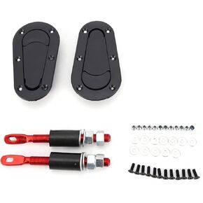 Hood Lock Pin Kit,Universal Racing Car Bonnet Plus Flush Hood Latch Pin Key without Lock Kit (Black)