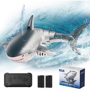 4DRC S6 2.4Ghz RC Boat, Remote Control Shark Toys Simulation,RC Shark with Light & Spray Water for Swimming Pool Fishbowl, Electric RC Boat for Ages 6+ Boys Christmas Birthday Kids