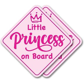 | Princess On Board Sticker for Cars (2 Pcs) - Strong Adhesive Waterproof Baby On Board Signs for Cars. Size 6". Perfect Baby Girl On Board Sticker for Cars, Trucks Etc
