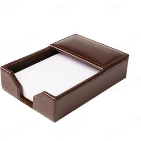 Dacasso Dark Brown Bonded Leather Memo/Note Holder for Desktop - Executive Decor & Office Organization Essential