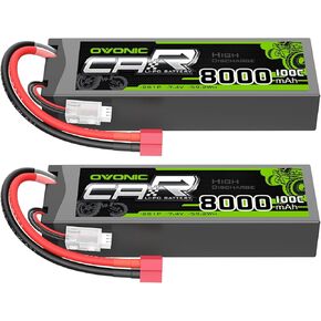 OVONIC Lipo Battery 8000mAh 100C 7.4V 2S RC Battery with T Connector for RC Plane DJI Quadcopter RC Airplane RC Helicopter RC Car Truck Boat 2pcs