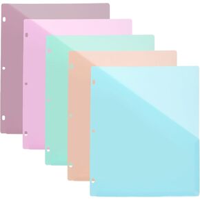 5-Tab Plastic Dividers with Front Pockets, Dividers for 3 Ring Binder, Multicolor Dividers Planner Accessories, Tab Dividers, Plastic Dividers, Dividers with Pockets for Office, School