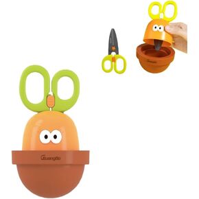 Dravilloy4.73" Carrot-Shaped Safety Scissors with Storage,Office ，Home Scissors for Arts and Crafts,Blunt tip Scissors for Kids. Craft Plastic Scissors for Preschool Supplies and Scrapbooking Supplies