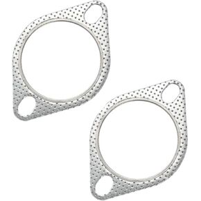 2 PCS Car Exhaust Pipe Interface Gasket, Stainless Steel Graphite Composite Plate High Temperature Resistant Muffler Sealing Gasket, Exhaust Manifold Parts, Suitable for Most Models (Silver)