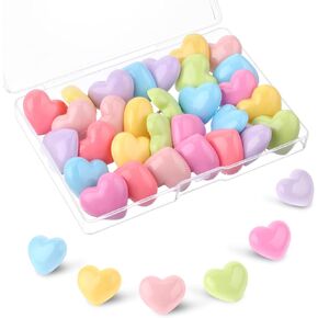 30 Pcs Heart Push Pins Cute Thumb Tacks Colorful Big Push Pins Decorative Thumb Tacks for Cork Board Bulletin Board Map Photo Calendar Signs Tacks Location Pins