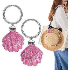 2Pcs Hat Clip for Travel - Hat Holder Clip Hanger for Travel on Bag, Seashell Car Beach Travel Accessory for Women