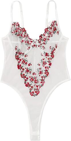 Lilosy Sexy Floral Embroidered Teddy Babydoll Lingerie Set in Kuwait