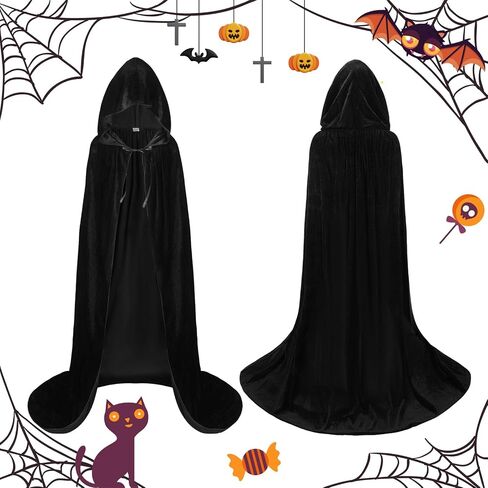 Unisex Cape Hooded Cloak Halloween Cloak with Hood Costumes Party Cape Black in Saudi Arabia