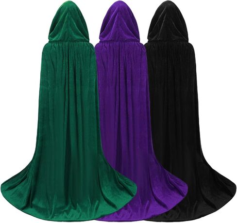 Unisex Cape Hooded Cloak Halloween Cloak with Hood Costumes Party Cape Black in Saudi Arabia