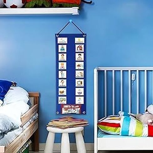 Kids Visual Schedule Calendar Chart, 2 in 1 Autism Learning Materials with 70 Cards Autism Learning Materials Kids Visual Behavioral Tool Wall Planner for Home School Black in Saudi Arabia