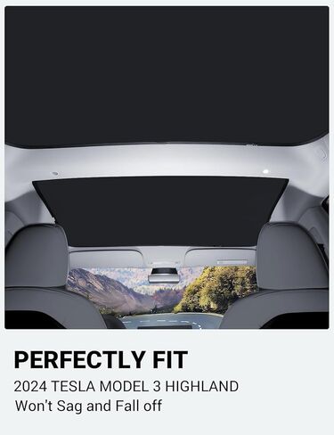 Motrobe 2024 ترقية Tesla Model 3 Highland Sunshade Roof [لا يتدلى أبدًا، لا توجد فجوات] ظل شمسي للسقف الزجاجي [طلاءات كريستال ثلجي نانو] عازل للحرارة للحماية من الشمس للطراز 3 ملحقات Highland رمادي in Kuwait