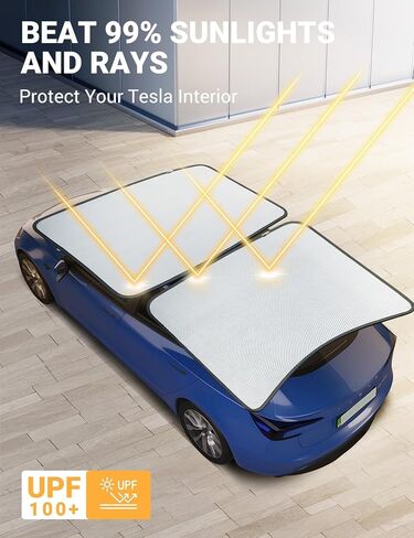 Motrobe 2024 ترقية Tesla Model 3 Highland Sunshade Roof [لا يتدلى أبدًا، لا توجد فجوات] ظل شمسي للسقف الزجاجي [طلاءات كريستال ثلجي نانو] عازل للحرارة للحماية من الشمس للطراز 3 ملحقات Highland رمادي in Kuwait