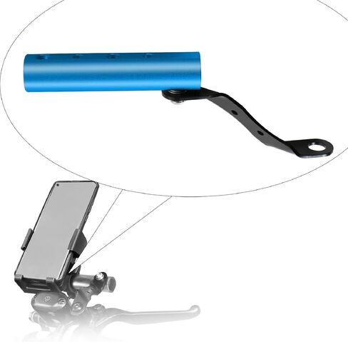 Generic Handlebar Extender for Motorcycles with Smartphone Holder, Blue, 360 Rotation, 100mm Bar Length, 22mm Diameter, Suitable for Honda, Kawasaki, BMW, Yamaha, Suzuki, Scooters in Saudi Arabia