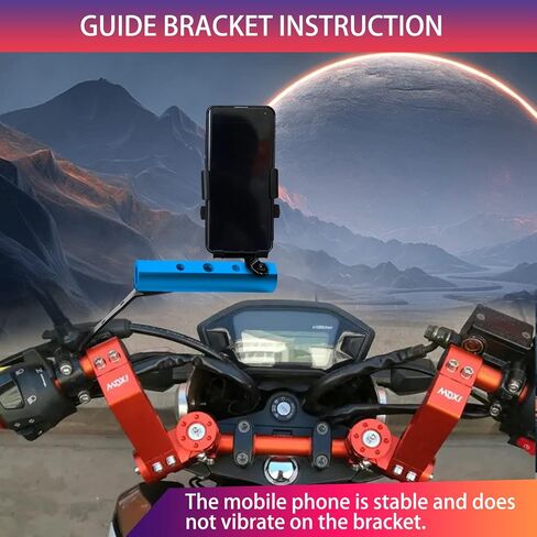 Generic Handlebar Extender for Motorcycles with Smartphone Holder, Blue, 360 Rotation, 100mm Bar Length, 22mm Diameter, Suitable for Honda, Kawasaki, BMW, Yamaha, Suzuki, Scooters in Saudi Arabia