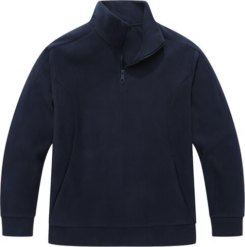 KAIDER Women's Plus Size Quarter-Zip Polar Fleece Pullover Jacket Stand Collar Sweatshirt with Pocket Long Sleeve Sweater in Saudi Arabia