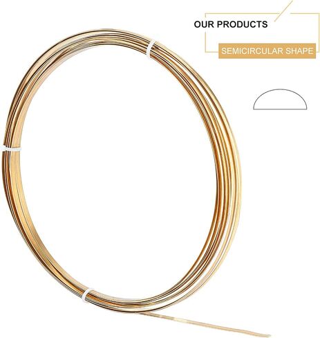 BENECREAT 6 Gauge 16 Feet Half Round Brass Wire 4mm Wide Brass Copper Wire Jewelry Beading Wire Gold Jewelry Wire for Crafts Making Supplies in Saudi Arabia