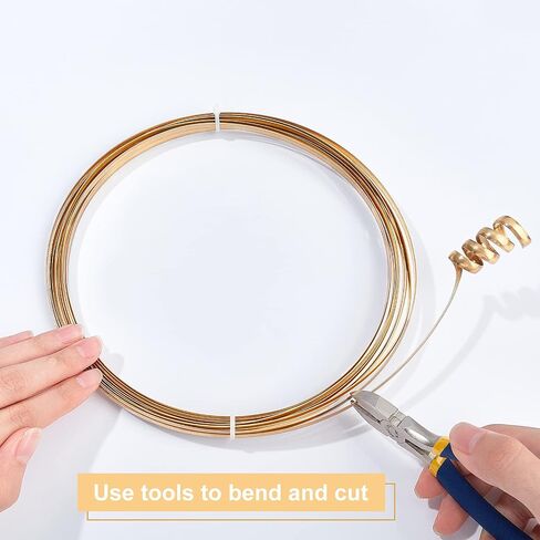 BENECREAT 6 Gauge 16 Feet Half Round Brass Wire 4mm Wide Brass Copper Wire Jewelry Beading Wire Gold Jewelry Wire for Crafts Making Supplies in Saudi Arabia