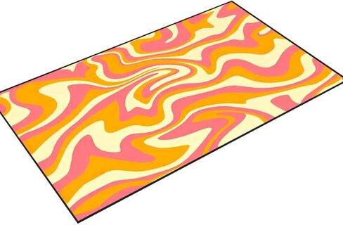 PeeNoke 1970 متموجة دوامة سلسة برتقالية وردية الألوان مرسومة باليد السبعينيات نمط منطقة البساط في الهواء الطلق سجادة الفناء لعب حصيرة الكلمة حصيرة السجاد الحديثة عدم الانزلاق ديكور المنزل غرفة المعيشة غرفة نوم الحضانة، 3x5 قدم in Kuwait