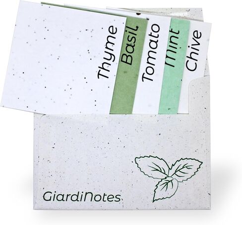 GiardiNotes - مجموعة من 5 بطاقات بذور أنيقة قابلة للزراعة مع بذور الخضروات والأعشاب في ظرف من القنب، ورق حرفي صديق للبيئة للهدايا وحفلات الزفاف والاحتفالات in Saudi Arabia
