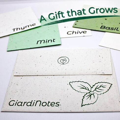 GiardiNotes - مجموعة من 5 بطاقات بذور أنيقة قابلة للزراعة مع بذور الخضروات والأعشاب في ظرف من القنب، ورق حرفي صديق للبيئة للهدايا وحفلات الزفاف والاحتفالات in Saudi Arabia