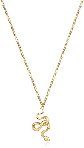 MEVECCO Dainty Gold Snake Necklace for Women 18k Gold Plated Serpent Snake Charm Necklace Cubic Zircon Snake Pendent Chunky Gold Snake Simple Minimalist Delicate Handmade Boho Jewelry For Her in Saudi Arabia