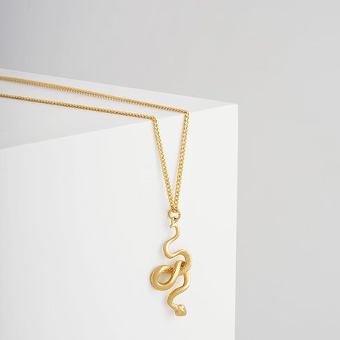 MEVECCO Dainty Gold Snake Necklace for Women 18k Gold Plated Serpent Snake Charm Necklace Cubic Zircon Snake Pendent Chunky Gold Snake Simple Minimalist Delicate Handmade Boho Jewelry For Her in Saudi Arabia