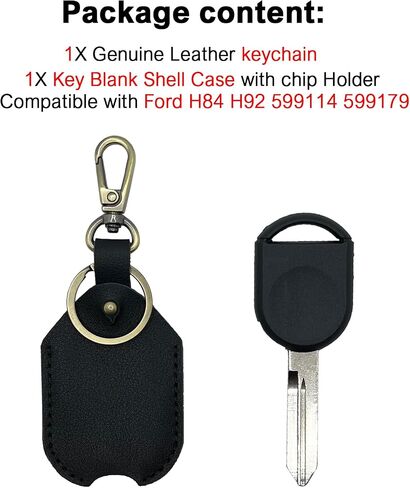Key Shell case and Keychain Set, Key Blank Shell Case with chip Holder Compatible with Ford H84 H92 599114 599179,Genuine Leather Keychain in Saudi Arabia