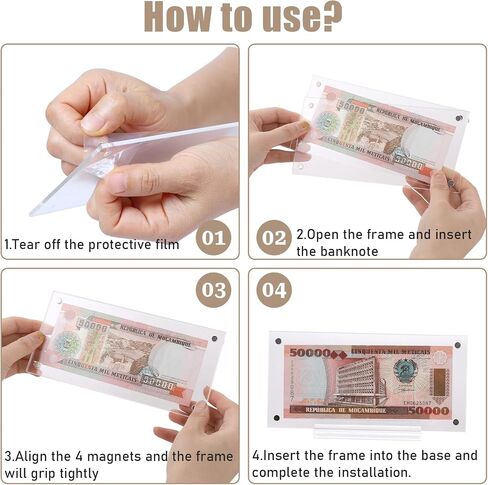 Dollar Bill Frame Holder Acrylic Dollar Bill Display Case Bill Holder for Collectors, Clear Paper Money Holders Money Ticket Protector, Currency Frame Display Case Transparent Photo Protector in Saudi Arabia
