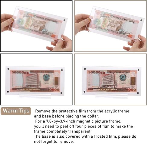Dollar Bill Frame Holder Acrylic Dollar Bill Display Case Bill Holder for Collectors, Clear Paper Money Holders Money Ticket Protector, Currency Frame Display Case Transparent Photo Protector in Saudi Arabia