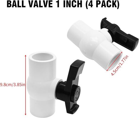 VIKKSAER 4 قطع 1-1/4 بوصة صمام كروي PVC صمام إغلاق ربع دورة مع مقبض، وسهل التدوير مصنف عند 150 رطل لكل بوصة مربعة 42.2 مم 1-1/4 بوصة مقبس in Kuwait
