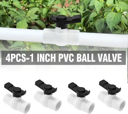 VIKKSAER 4 قطع 1-1/4 بوصة صمام كروي PVC صمام إغلاق ربع دورة مع مقبض، وسهل التدوير مصنف عند 150 رطل لكل بوصة مربعة 42.2 مم 1-1/4 بوصة مقبس in Kuwait