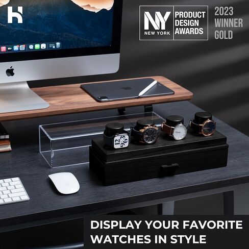 Elevate Your Watch Collection with The Watch Deck – Premium Watch Display Case for 4 Watches – Unique Valentine's Day Gift for Men – Wooden Mens Watch Box & Watch Case – Lifetime Assurance Included in Kuwait
