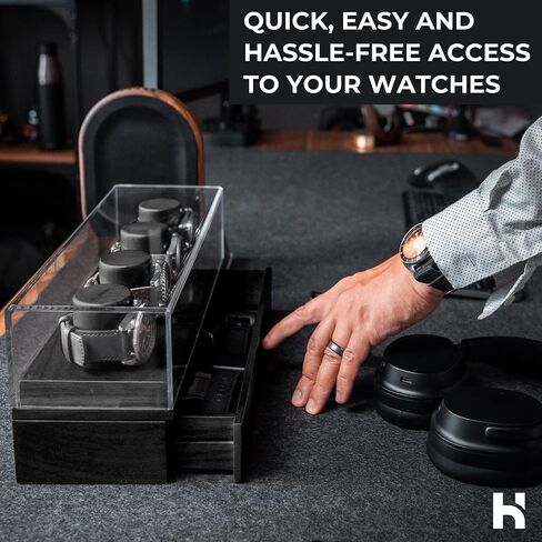 Elevate Your Watch Collection with The Watch Deck – Premium Watch Display Case for 4 Watches – Unique Valentine's Day Gift for Men – Wooden Mens Watch Box & Watch Case – Lifetime Assurance Included in Kuwait
