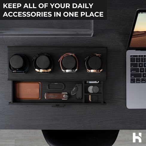 Elevate Your Watch Collection with The Watch Deck – Premium Watch Display Case for 4 Watches – Unique Valentine's Day Gift for Men – Wooden Mens Watch Box & Watch Case – Lifetime Assurance Included in Kuwait