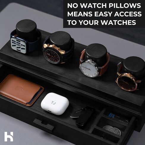 Elevate Your Watch Collection with The Watch Deck – Premium Watch Display Case for 4 Watches – Unique Valentine's Day Gift for Men – Wooden Mens Watch Box & Watch Case – Lifetime Assurance Included in Kuwait