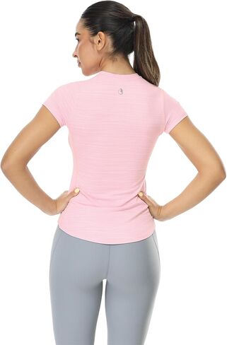 icyzone Women's Short Sleeve Workout T-Shirt Athletic Tees Breathable Gym Running Yoga Tops Slim Fit (Pack of 2) in Kuwait