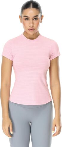 icyzone Women's Short Sleeve Workout T-Shirt Athletic Tees Breathable Gym Running Yoga Tops Slim Fit (Pack of 2) in Kuwait