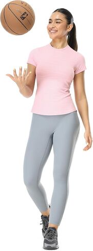 icyzone Women's Short Sleeve Workout T-Shirt Athletic Tees Breathable Gym Running Yoga Tops Slim Fit (Pack of 2) in Kuwait