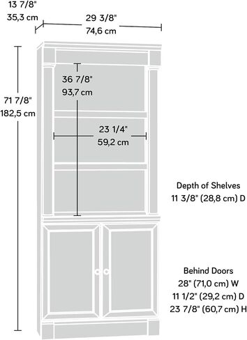Sauder Palladia Library with Doors/Book Shelf, L: 29.37" x W: 13.90" x H: 71.85", Select Cherry in Kuwait