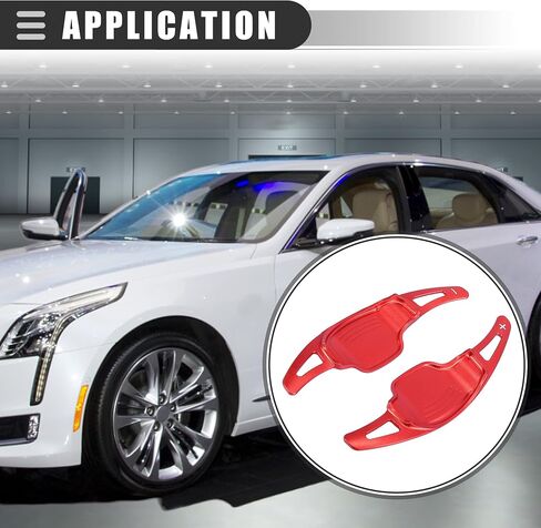 Motoforti Steering Wheel Shift Paddle Shifter Extension Cover,for Cadillac CT6 2016-2019,Aluminum Alloy,Red,2pcs in Saudi Arabia